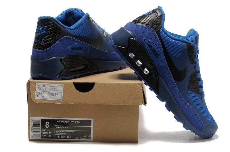 Air Max 90 Hyperfuse fourrure Chaussures Hommes Bleu Noir (4)